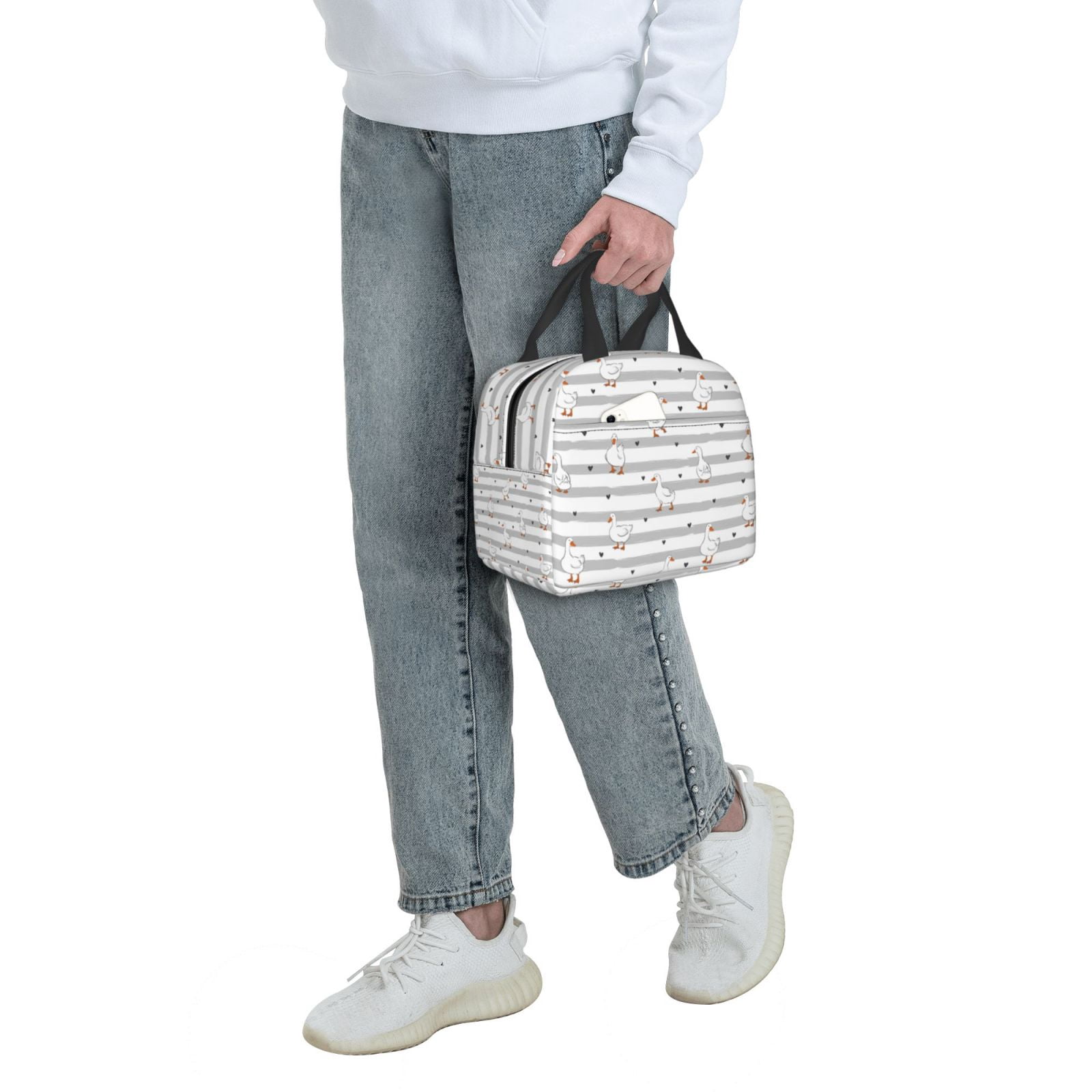 Naloa Cute Goose Print Lunch Box for Women Men,Insulated Lunch Bag,Lunchbox,Thermal Leakproof Cooler,Reusable Lunch Tote Bag for Work School Travel Picnic