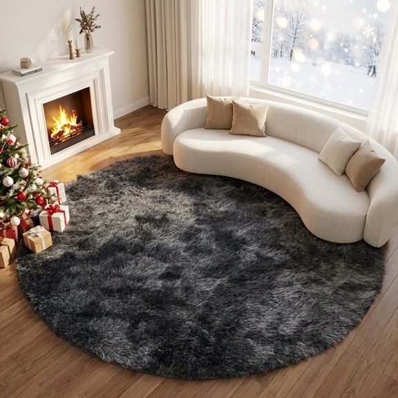 YEERSWAG 4'x4' Round Rugs for Bedroom,Fluffy Circle Rugs for Living Room,Home Decor Shaggy Carpet Fuzzy Plush Rug