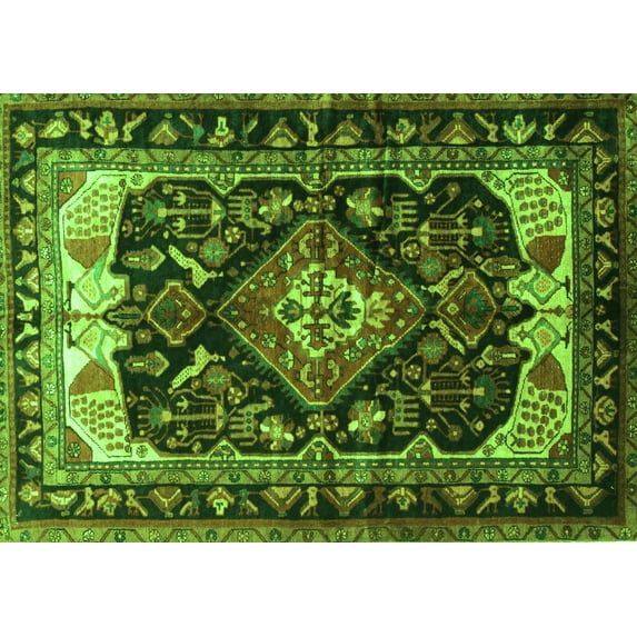 Ahgly Company Indoor Rectangle Persian Green Traditional Area Rugs, 4' x 6'