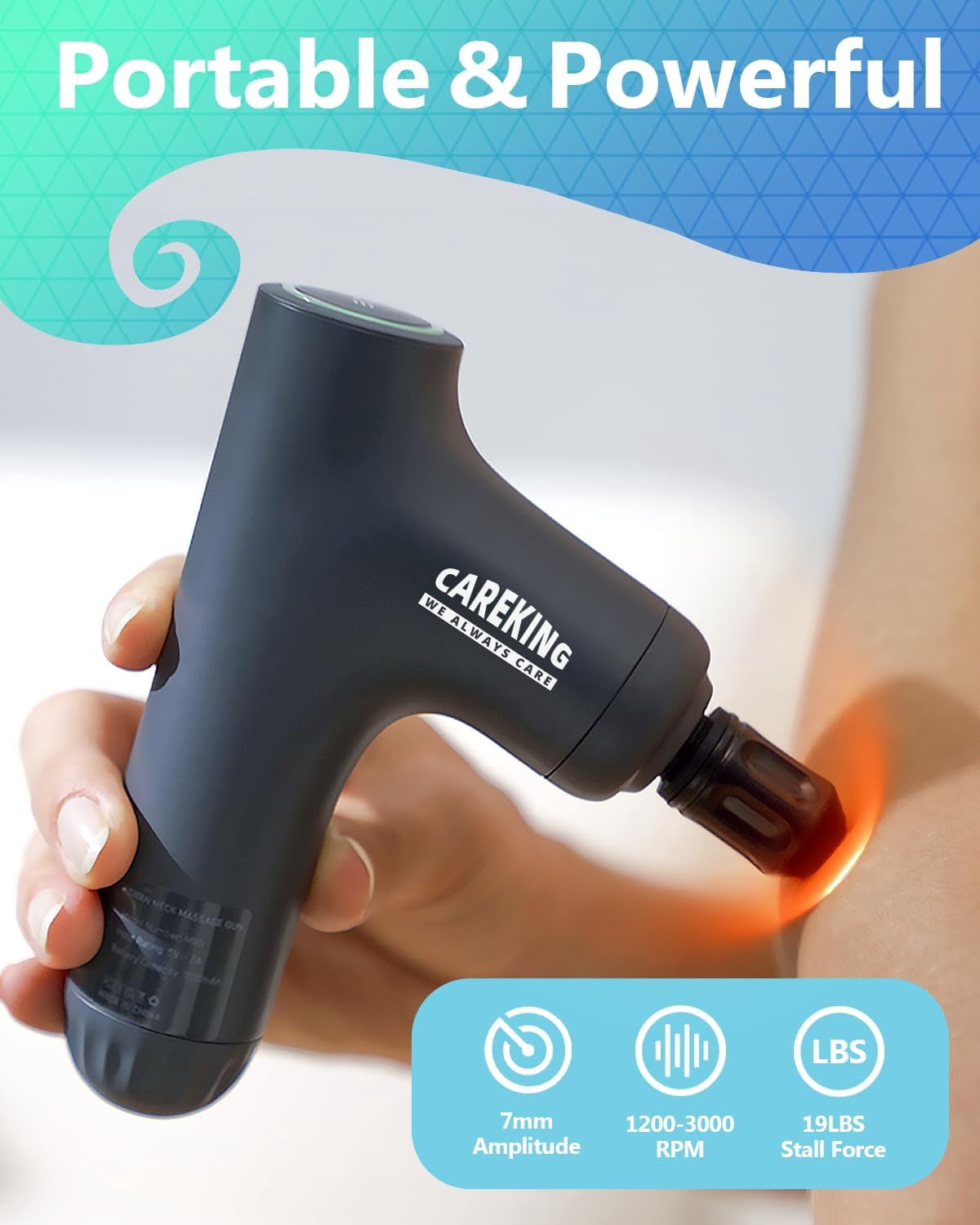 3-in-1 Detachable Massage Gun Deep Tissue, Ergonomic Extension Handle Back Massager for Pain Relief