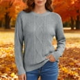 thumbnail image 6 of Cable Knit Sweaters for Women Trendy Fall Winter Loose Fit Crewneck Pullover Solid Color Casual Long Sleeve Tops (XL, Gray), 6 of 7