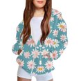thumbnail image 2 of SELONE Girls Lightweight Hooded Jackets with Pockets Hooded Lightweight Zipper Floral Long Sleeve Fall Winter Outwear Green 7 Years, 2 of 5