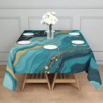thumbnail image 3 of Blue and Gold Marble Sparkle Waves Pattern Square Tablecloth,Waterproof Square Table Cover,Wipeable Spillproof Washable Table Cover for Home Kitchen Party Decor 60"x60"(152x152cm), 3 of 6