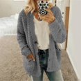thumbnail image 2 of Women's Warm Plush Winter Jackets Long Sleeve Cardigans With Pockets Solid Color High quality, 2 of 5