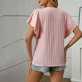 thumbnail image 5 of Tops for Women Clearance under $5.00 Short Sleeve Ruffle Hem Round Neck Blouse Casual Summer Top Pink L, 5 of 6