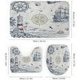 thumbnail image 3 of Rustic Coastal Lighthouse Rudder Shower Curtain Set 4 Pcs, Abstract Ocean Shell Compass Pirate Ship Bathroom Curtains Non-Slip Rugs Bath Mat Toilet Lid Cover-72 W X 72" L, 3 of 8