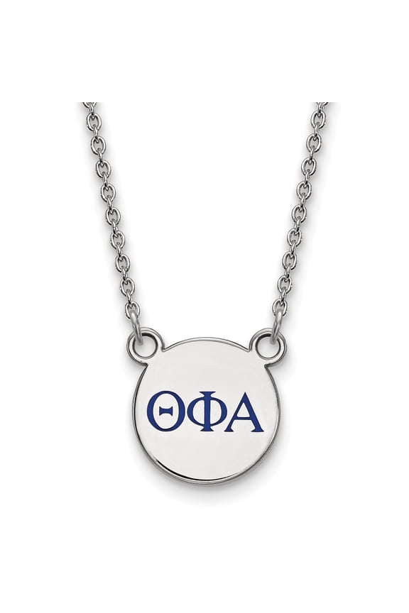 925 Sterling Silver Rh-plated LogoArt Theta Phi Alpha Sm Enl Pend With Necklace; for Adults and Teens; for Women and Men