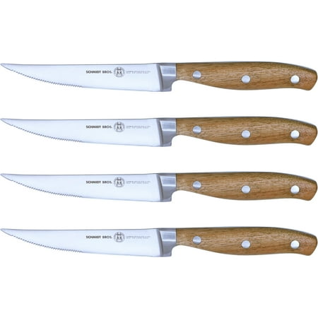 Schmidt Brothers Cutlery 4 Pc Acacia Series Forged Stainless Steel Steak Knife Set; Acacia Wood Handles