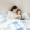 thumbnail image 5 of Feelyou Teens Princess Bow-tie Bedding Comforter Set, Blue Cartoon Ribbon Twin Comforter Sets, Fairy Tale Reversible Bedding Set, Ultra Soft Home Decor, 2pcs, 5 of 8