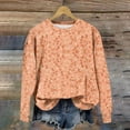 thumbnail image 2 of WTOBBY Women's Retro Floral Print Crewneck Sweatshirt Long Sleeve Loose Fit Fleece Pullover Top Fall Casual Fashion for Streetwear and Daily Use,Saffron 2XL, 2 of 4