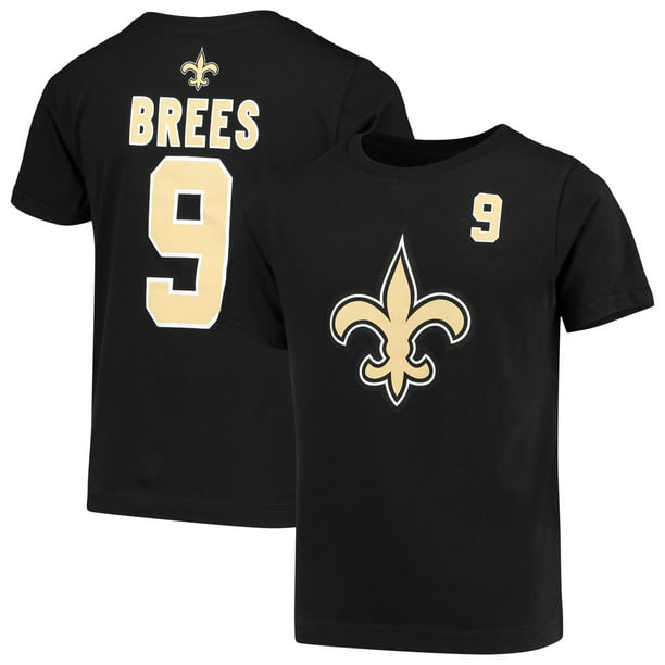 Youth Drew Brees Black New Orleans Saints Name & Number Player T-Shirt ...
