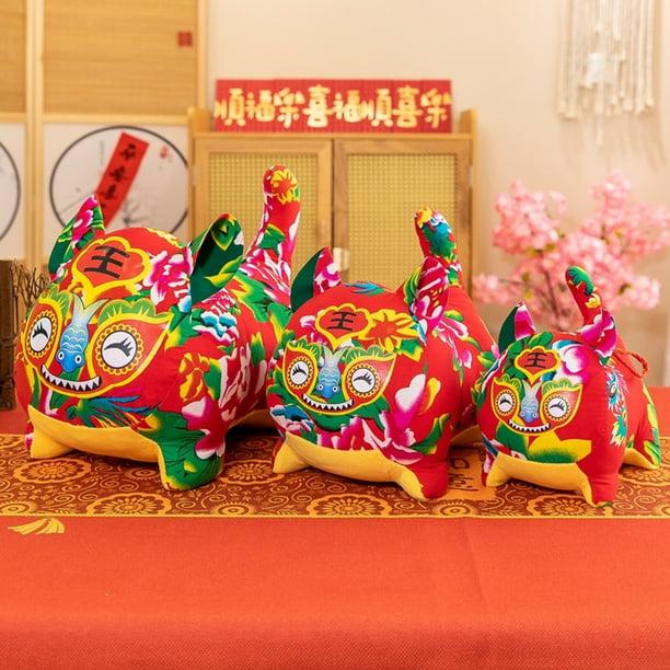 Gwong Juguete Mascota Tigre Muñeca de felpa festiva Fina Obras de trabajo Año Nuevo Regalo 2022 Adornos de escritorio Zodiaco chino Tigre para decoración Gwong 30013809