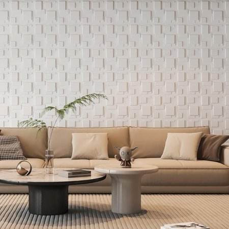 FLOLEOPA Textures 3D Wall Panels White Design for Interior Wall Decor Pack of 30 Tiles 29 Sq Ft (PVC)