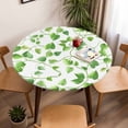 thumbnail image 5 of Green Leaf Vine Elastic Fitted Round Table Cover White Backgrund Waterproof Outdoor Tablecloth for Holiday Party, Picnic, Patio & Dining Fits Tables Up to 55"-60", 5 of 8