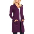 thumbnail image 2 of Women's Long Sleeves Relexed Fit Open Front Side Pockets Solid Cardigan, 2 of 4