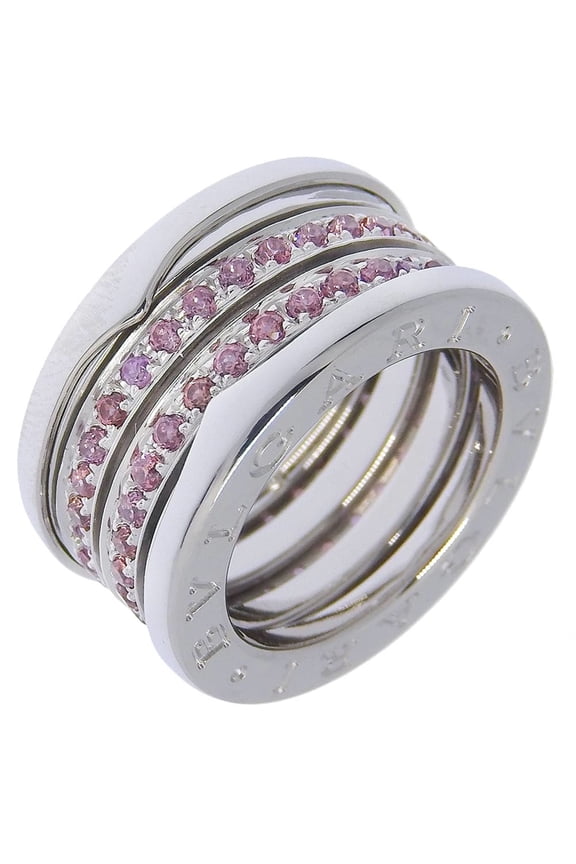Pre-Owned Bulgari BVLGARI B-Zero1 Ring, Size 6.5, 4-band design, 18K white gold with pink...