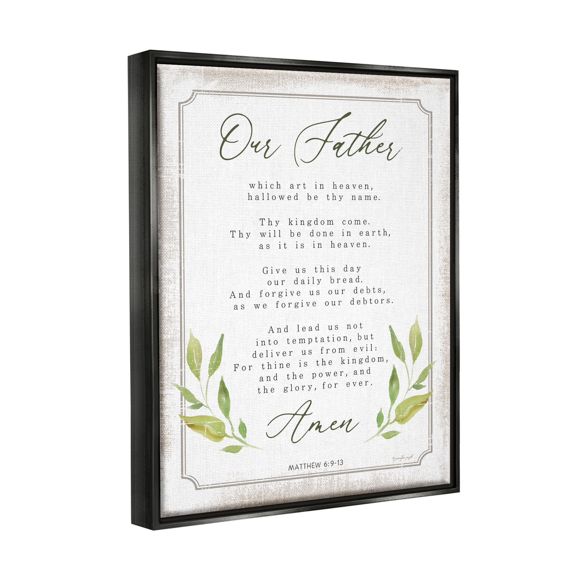Stupell Industries Our Father Spiritual Proverb Religious Painting Black Floater Framed Art Print Wall Art