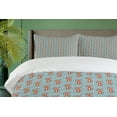 thumbnail image 4 of Ambesonne Cartoon Duvet Cover Sets, Continuous Tiger Art, 2-Queen, Burnt Sienna and Pale Teal, 4 of 7