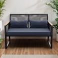 thumbnail image 4 of ModFusion Waterproof Wicker Loveseat with Navy Cushions & Wood Armrests for Outdoor Deck or Balcony, 4 of 9