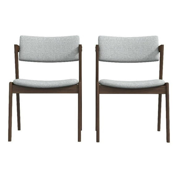 Vego Mid-Century Modern Fabric Dining Chair in Gray (Set of 2)