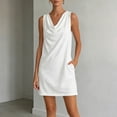 thumbnail image 2 of Afdoent Dresses For Women Draped Neck Sleeveless Dress Summer Minimalist Casual Tank Dress Beach Vacation Outfits Classic, 2 of 5