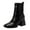 Black, variant on WEAIXIMIUNG Knee Boots for Women Wide Calf Square Toe Women's Fashion Leather Face Square Toe High Heel Elastic Mid Boots