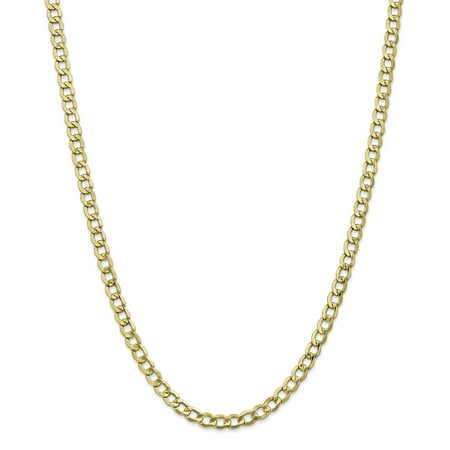- 10k Yellow Gold 5.25mm Curb Cuban Link Chain Necklace 22 Inch Pendant Charm For Women Gift Set