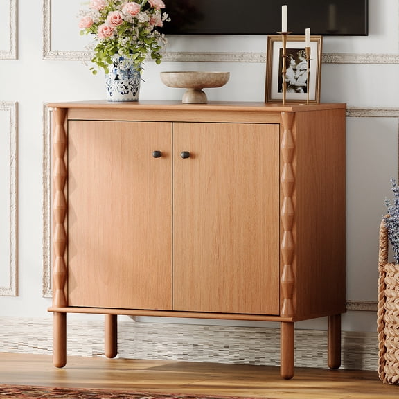 Modern TV Stand Console Table with Adjustable Shelf & Soft-Close Doors,Walnut