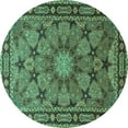 thumbnail image 1 of Ahgly Company Indoor Round Persian Turquoise Blue Traditional Area Rugs, 7' Round, 1 of 4