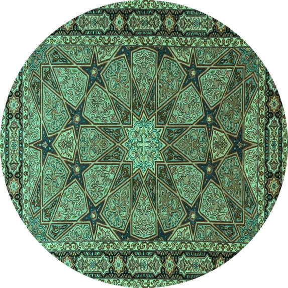 Ahgly Company Indoor Round Persian Turquoise Blue Traditional Area Rugs, 7' Round