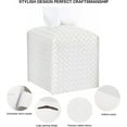 thumbnail image 2 of 2 Pack Tissue Box Holder, Tissue Box Cover Square, PU Leather Tissues Cube Box Cover, Decorative Woven Facial Tissue Holder on Table and Bathroom (Black Square), 2 of 7