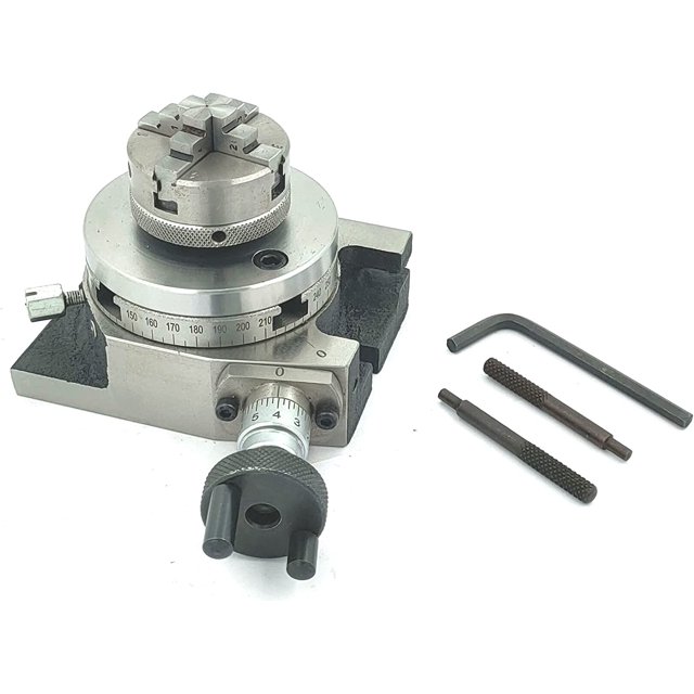 Assorts 3"Inch II 80 mm Low Profile Milling Rotary Table (50 mm 4 Jaws Chuck with Back Plate & Fixing T nuts)