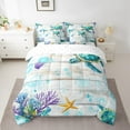 thumbnail image 2 of Erosebridal Sea Turtle Bedding Sets Twin Size, Lodge House Comforter Sets with Sheets, Kawaii Starfish Bed Set, Ultra Soft Bedroom Decor, 7 Pieces, 2 of 6