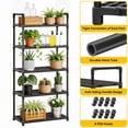 thumbnail image 3 of 5-Tier Storage Shelves, Plastic Shelving Unit with Hooks, Multipurpose Storage Shelves Rack for Garage Kitchen Pantry Closet Bathroom Laundry, 10.6"D x 20"W x 57"H, Black, 3 of 7