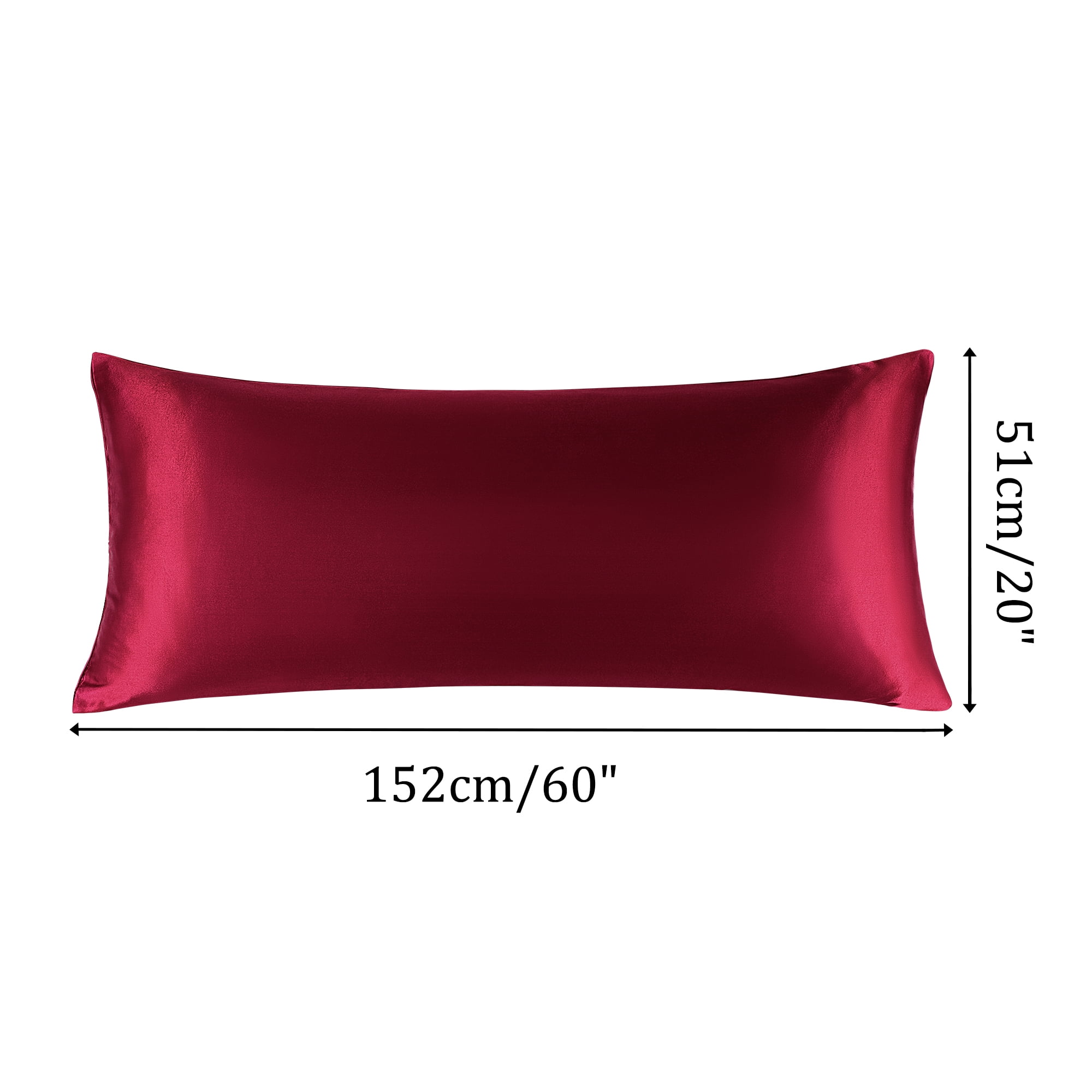 Unique Bargains 1 PC Satin Envelope Closure Body Pillowcases Burgundy 20"x60"