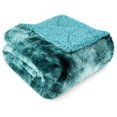 Faux Fur Queen Bed Blanket TieDye Turquoise, Soft Fuzzy Warm Blanket