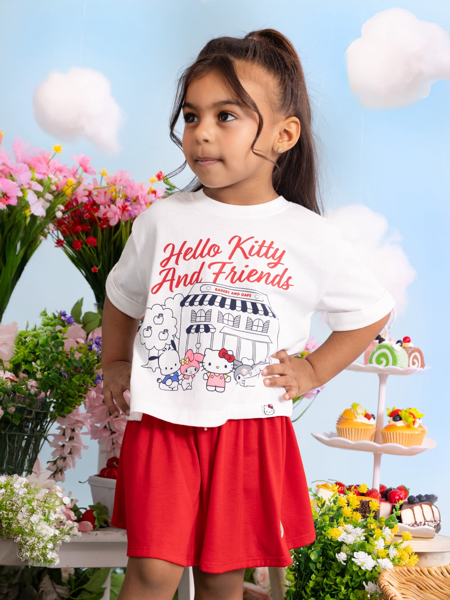Wonder Nation x Hello Kitty Toddler Girls Double Waistband Skort, Sizes 12M-5T