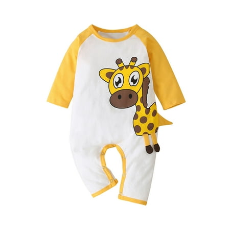 

Honeeladyy Winter Coats Newborn Infant Baby Boys Girls Cartoon Deerlet O-Neck Keep Warm Romper Jumpsuit Yellow Discount