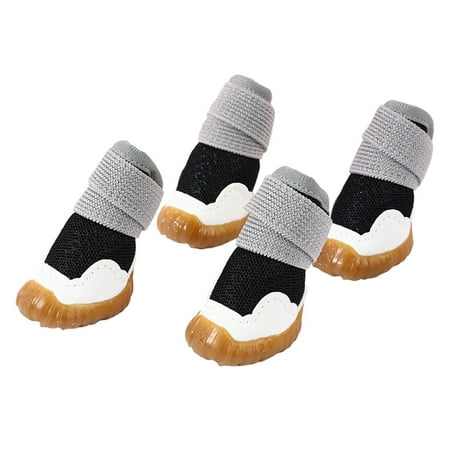 Aruwei 4Pcs Reflective Dog Shoes - Non-Slip Stylish Paw Protectors with Fastener Tape  Pet Boots for All Seasons