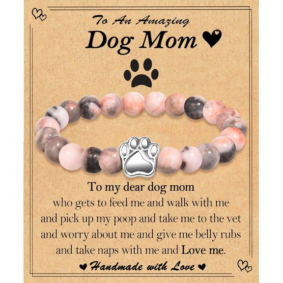 Dog Mom Gifts for Women as Christmas Valentines Mothers Birthday Gifts, Beaded Paw Bracelet Gifts for Dog Mom Lovers