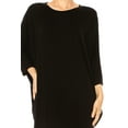 thumbnail image 7 of Women's Casual Loose Fit Long Sleeves Dolman Style Solid Midi Dress, 7 of 7