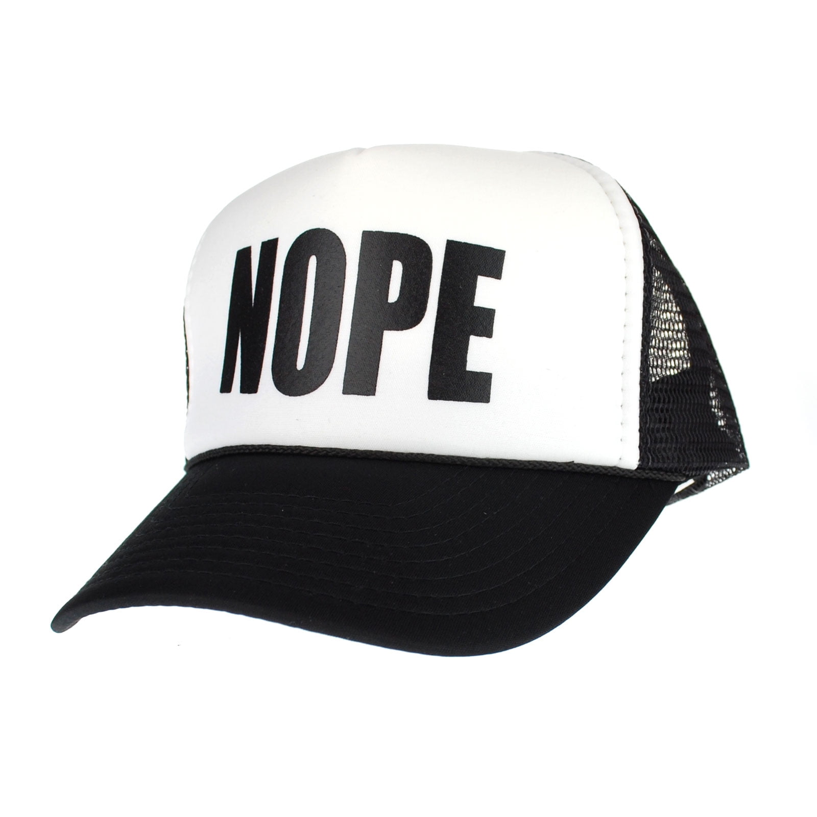 Mens Nope Ironic Funny Slogan Hipster Snap Back Cap Cotton Mesh Trucker
