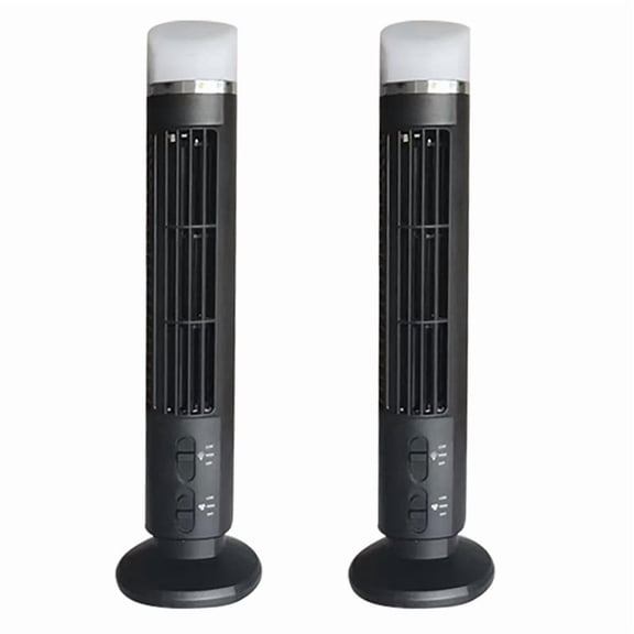 2X Portable Air Cooler Fan,Streamlined Tower Fan with LED,Powerful Wind,Space-Saving, USB Interface Black