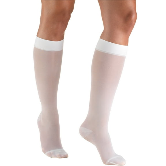 Women's Stockings, Knee High, Sheer: 15-20 mmHg, White, X-Large