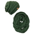 thumbnail image 2 of Wrapables Winter Warm Chunky Cable Knit Infinity Scarf and Beanie Set, Hunter Green, 2 of 7