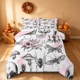 thumbnail image 2 of Homewish Hippie Mushroom Moth Full Size Comforter Sets for Girls, Bonical and Animal Theme Bedding Comforter Set, Pink Black White Gray, Pink Reversible, 3-Piece 1 Comforter and 2 Pillowcases, 2 of 6