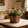 thumbnail image 4 of bestolf Flower Pot Thickened Resin Decorative Planter with Drainage Holes Bronze Embossed Garden Flower Pot (Unperforated M), 4 of 8