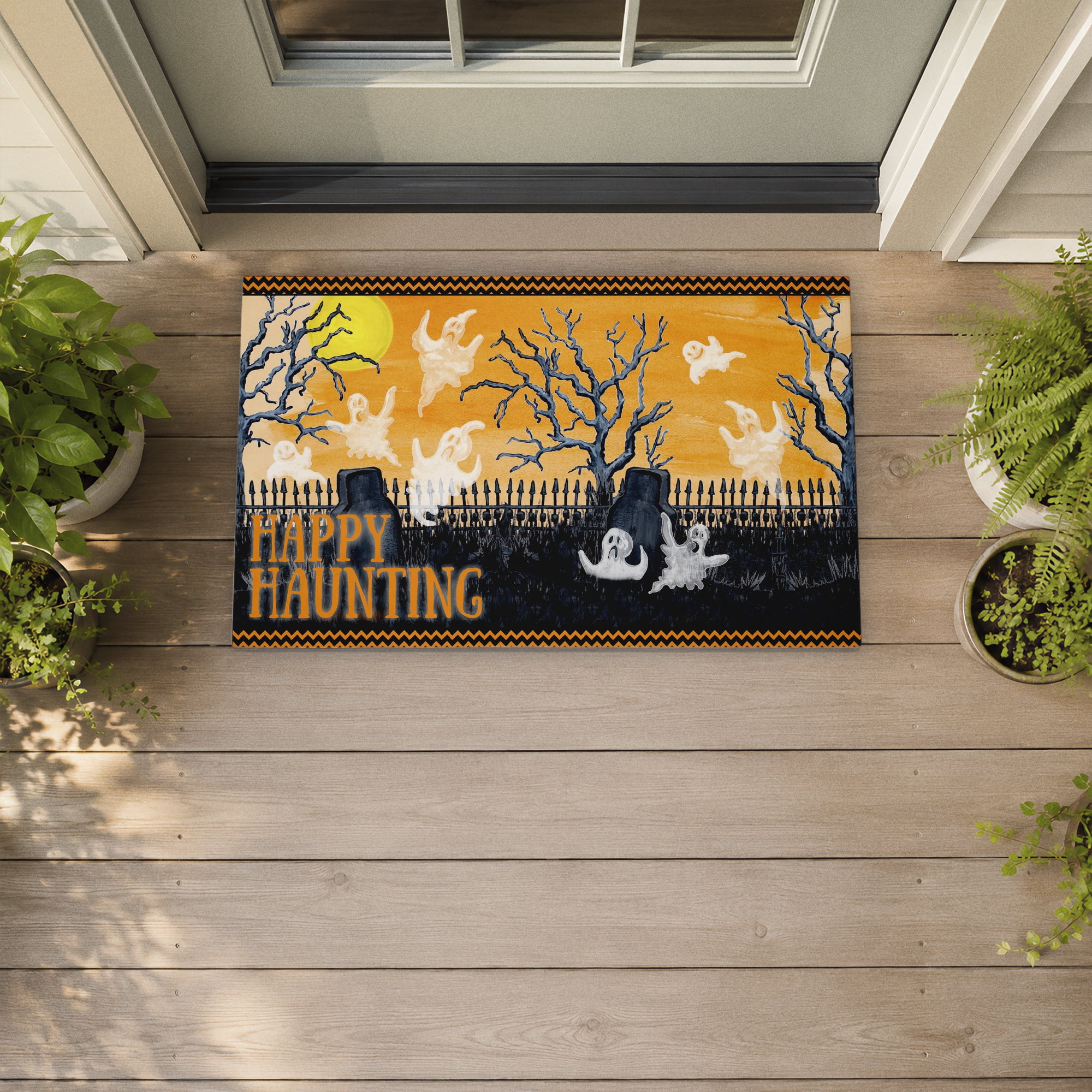 Stupell Industries Happy Haunting Graveyard Printed Outdoor Door Floor Mat, design by Gina Ritter