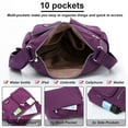 thumbnail image 3 of AOUNQ Crossbody Bags for Women Waterproof Hobo Purse Handbag Multi-Pocket Shoulder Bag Nylon Travel Messenger Bag,Purple, 3 of 7