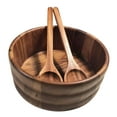thumbnail image 2 of Acacia Wood Salad Bowl Set - 10 Inch Serving Bowl with Servers - Natural Wood Grain Design, 2 of 4
